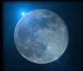 Full moon with blue lensflare Royalty Free Stock Photo