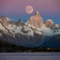 Image Full moon shines brightly over Patagonia, Argentina