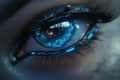 Image of a future woman eye with a cyber technology panel and security interface, generated by stock Royalty Free Stock Photo
