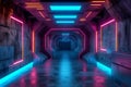 Image Futuristic 3D spaceship tunnel corridor gate, sci fi abstract background