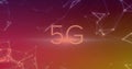 Image of 5g over network of connections on red background Royalty Free Stock Photo