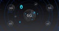 Image of 6g text, binary coding digital data processing over globe Royalty Free Stock Photo