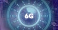 Image of 6g text and data processing over computer servers Royalty Free Stock Photo