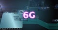 Image of 6g text, data processing and scopes scanning on screens over computer processor Royalty Free Stock Photo