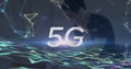Image of 5g text and network of connections man using smartphone Royalty Free Stock Photo
