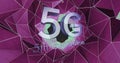 Image of 5g 5th generation text over network of purple connections in background Royalty Free Stock Photo