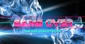 Image of game over text banner over blue light spot and digital waves against black background Royalty Free Stock Photo