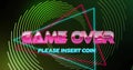 Image of game over text over neon pattern background Royalty Free Stock Photo
