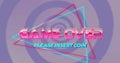 Image of game over text over neon triangles and pattern background Royalty Free Stock Photo
