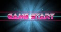 Image of game start text over neon pattern background Royalty Free Stock Photo