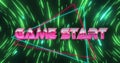 Image of game start text over neon pattern background Royalty Free Stock Photo