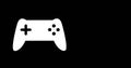 Image of gamepad icon on black background with copy space