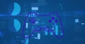 Image of gamepad icon over data processing on blue background Royalty Free Stock Photo