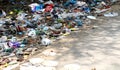 image of Garbage throw on side of road in india
