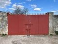 Image of the gate or door that opens the corral on Jueves La Saca on Mount Valonsadero in Soria San Juan festivities Royalty Free Stock Photo