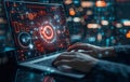 AI Technology in Business: Virtual Screen Hologram Icon