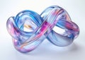 Colorful 3D Render of Holographic Glass Knot on White Background