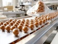 Spherical Brown Pills in Production Royalty Free Stock Photo