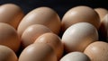Close-up image of a large number of chicken eggs.