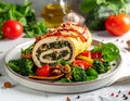 Chicken and spinach roulade Royalty Free Stock Photo