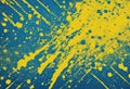 Blue and Yellow Brush Background with Halftone Effect Isolated on White Background. Sport Grunge Style. Scratch Texture Elements Royalty Free Stock Photo