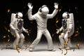 3d human dance with headphone and speakers