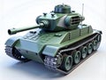 Green color War Tank 3D illustration. Royalty Free Stock Photo