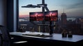 Dual-monitor stand with adjustable arms for ergonomic multi-display setups