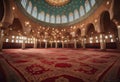 Interior of Kocatepe Mosque in Ankara. Islamic or ramadan background photo. Ankara Turkey - 5.17.2022