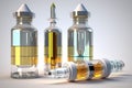 Medicine concept. Syringe and ampoules or vials isolated on whit Royalty Free Stock Photo