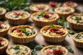 Mini Quiches - fillings like bacon and cheese, spinach and feta, or sun-dried tomatoes and basil