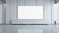 A minimalistic media wall featuring a blank screen LCD, with hidden compartments and a sleek, white facade