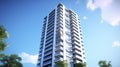 A modern high - rise condominium building against a blue sky backdrop Royalty Free Stock Photo