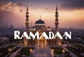 mosque Ramadan text Welcome holy month background