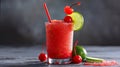 A refreshing cherry and lime slush with a cherry garnish and a straw Royalty Free Stock Photo