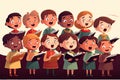 school music chorus choir singers group boys girls . together song singing children illustration Royalty Free Stock Photo