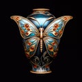 Enameled vase in Art Nouveau style. Image is generated with the use of an AI