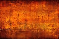 spooky scratched damaged weathered panoramic banner wide design space copy background rusty surface metal painted texture orange Royalty Free Stock Photo