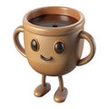 Brownish Coffee in a smiling 3D cup. Royalty Free Stock Photo