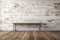 white brick wall texture background wooden floor loft Royalty Free Stock Photo