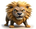 Angry Lion 3D model illustration, Standing Royalty Free Stock Photo