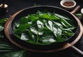 wok Pucuk cooked Ubi local black known Freshly tapioca\'s leaf commonly It
