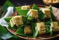 Wrap traditional Ketupat Local food known leaves coconut