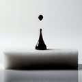 A minimalist shot of a single drop of ink falling onto a dry sponge: AI Generated Royalty Free Stock Photo
