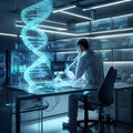 Researcher Performing Precision CRISPR Gene Editing in High Tech Laboratory: AI generated Royalty Free Stock Photo
