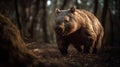 wombat on the background of Australian nature, animals of Australia. ai generative Royalty Free Stock Photo