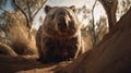 wombat on the background of Australian nature, animals of Australia. ai generative Royalty Free Stock Photo