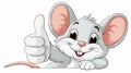 Adorable Cartoon Mouse Giving Thumbs Up Gesture on White Background Royalty Free Stock Photo