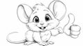 Adorable Cartoon Mouse Giving Thumbs Up Gesture on White Background Royalty Free Stock Photo