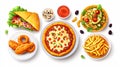 Assortment of Fast Food and Junk Food Items Served on a Plate Royalty Free Stock Photo
